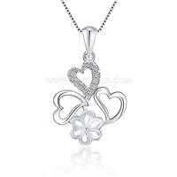S925 sterling silver double hearts pearl pendant setting