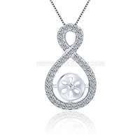 S925 sterling silver eight shape pearl pendant setting for women
