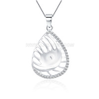925 sterling silver CZ pearl waterdrop necklace pendant fitting