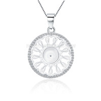 925 sterling silver CZ pearl circular ring necklace pendant fitt