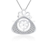 925 sterling silver CZ pearl triangle necklace pendant fitting