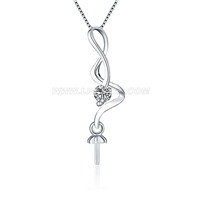 925 sterling silver CZ pearl twist infinity necklace pendant set