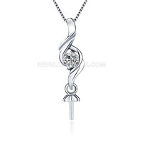 925 sterling silver CZ pearl twist necklace pendant setting