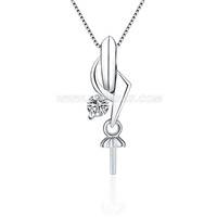 925 sterling silver Elegant shape pearl pendant necklace setting