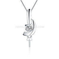 925 sterling silver CZ pearl D necklace pendant fitting