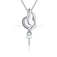 925 sterling silver simple shape pearl pendant necklace fitting
