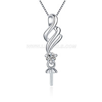 925 sterling silver CZ pearl twist pendant necklace fitting
