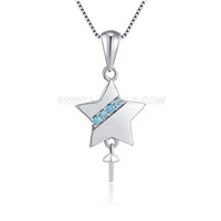 925 sterling silver CZ pearl star necklace pendant setting
