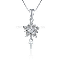 925 sterling silver pearl CZ snowflake pendant setting
