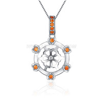 S925 sterling silver pearl red CZ necklace pendant mounting