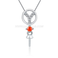 Red zircon 925 sterling silver dazzling pearl pendant mounting