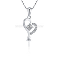 S925 sterling silver CZ heart pearl necklace pendant setting