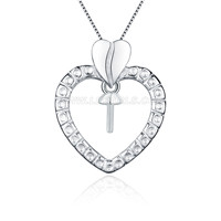 S925 sterling silver pearl timeless heart pendant mounting