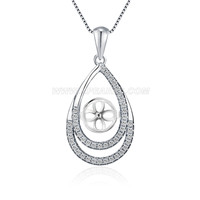 Water drop 925 sterling silver zircon necklace pendant mounting