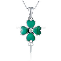 S925 sterling silver CZ pearl lucky clover pendant mounting