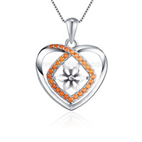 S925 sterling silver red CZ pearl heart pendant mounting