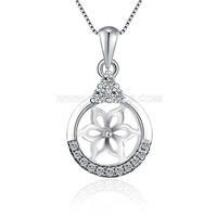 S925 sterling silver CZ pearl circle ring necklace pendant fitti