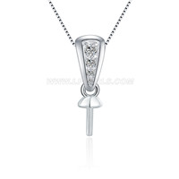 925 sterling silver CZ pearl women pendant mounting