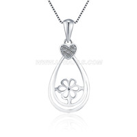 S925 sterling silver CZ waterdrop pearl necklace pendant setting