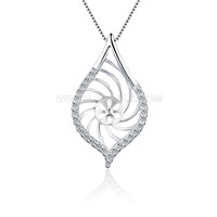 S925 sterling silver CZ pearl leaf necklace pendant fitting