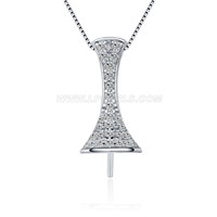S925 sterling silver pearl CZ necklace pendant fitting