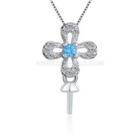 S925 sterling silver pearl CZ flower pendant mounting