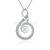 S925 sterling silver pearl CZ sea wave pendant fitting