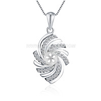 S925 sterling silver pearl CZ twist pendant fitting