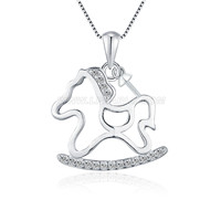 S925 sterling silver pearl rocking horse pendant mounting
