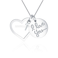 S925 sterling silver pearl heart & love you coin pendant fitting