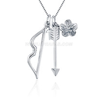 S925 sterling silver pearl bow and arrow flower pendant fitting