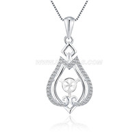 S925 sterling silver CZ pearl waterdrop pendant fitting