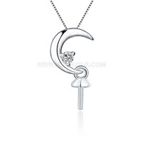 Nice 925 sterling silver female moon shape pendant fitting