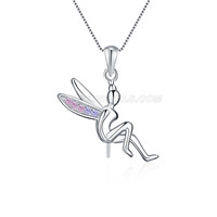 S925 sterling silver CZ pearl angle pendant fitting