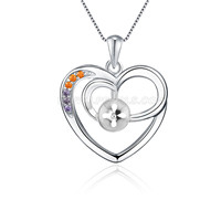 925 sterling silver CZ heart pearls pendant fitting for women