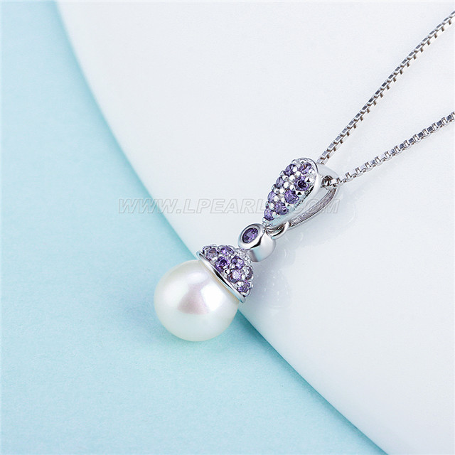 LGSY Sterling Silver CZ Round Bail Pin Pendant Fitting For Pearl...