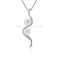 925 sterling silver wave 2 pearls pendant fitting for women