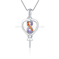 925 sterling silver zircon heart pearl pendant fitting for women