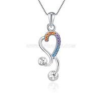 S925 sterling silver CZ heart pearl pendant setting for women