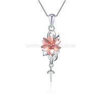 925 sterling silver flower pearl pendant mounting