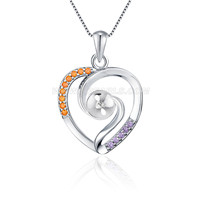 S925 silver zircon heart pearl pendant fitting for women