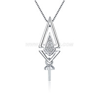 S925 sterling silver CZ pearl necklace pendant fitting for women
