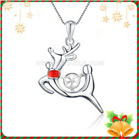 925 sterling silver Christmas running deer pearl pendant setting