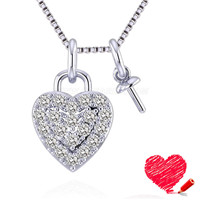 925 Sterling silver heart CZ pearl women pendant setting