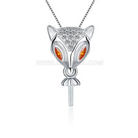 925 sterling silver CZ fox pearl pendant fitting for women