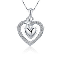 925 sterling silver CZ heart necklace pendant setting for women