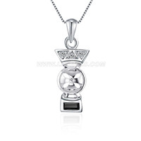 925 sterling silver CZ pearl necklace pendant setting for women
