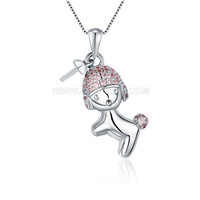 S925 sterling silver CZ pearl round pendant fitting for women