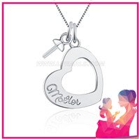 S925 sterling silver heart pearl mother necklace pendant fitting