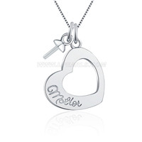 S925 sterling silver heart pearl mother necklace pendant fitting